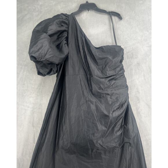 Aureta Studio One-Shoulder Puff-Sleeve Dress Size 2X Black - Picture 7 of 10